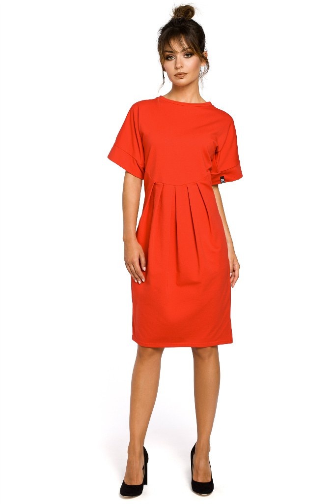 Sukienka midi - Luźny krój - czerwona